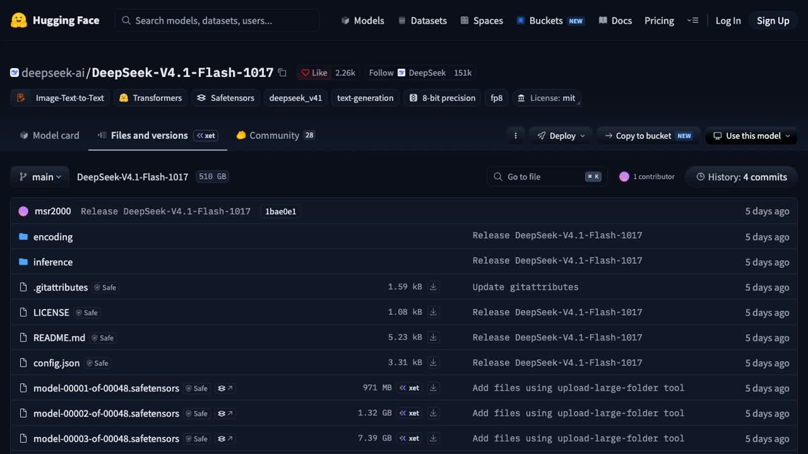 DeepSeek-V4.1-Flash-1017 files on Hugging Face