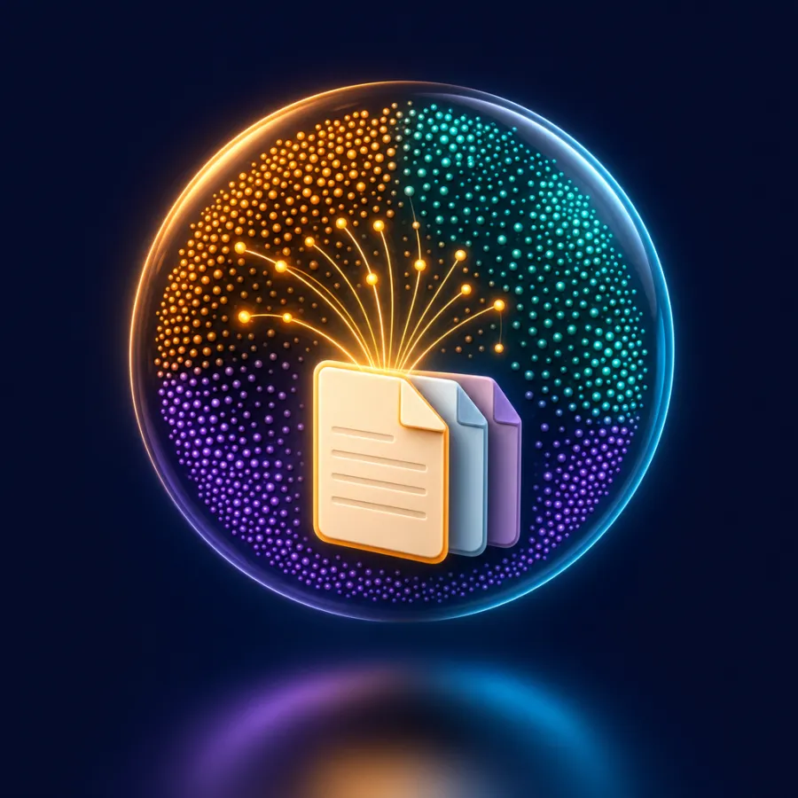 문서 조각이 벡터 점 지도로 이어지는 3D 아이콘